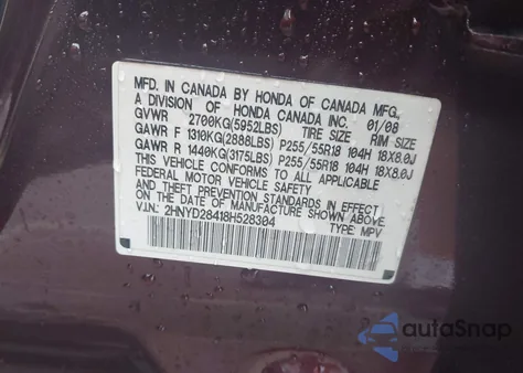 2008 Acura Mdx Technology Package from USA, damaged, VIN 2HNYD28418H528304